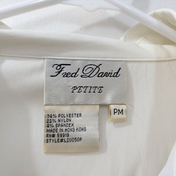 Fred David White Button Up Shirt Women's Petite Medium - Picture 3 of 10